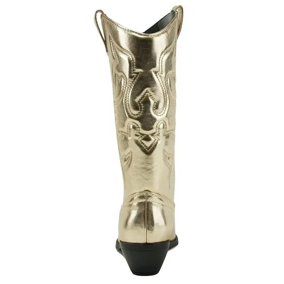 Soda Women Cowgirl Cowboy Western Stitched Boots Pointy Toe Knee High RENO gold - Picture 3 of 4